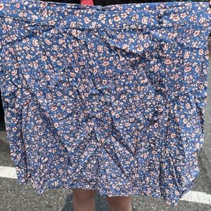 Madewell Women's Size 12 Blue Summer Vibes Porch Side Button Mini Skirt Floral